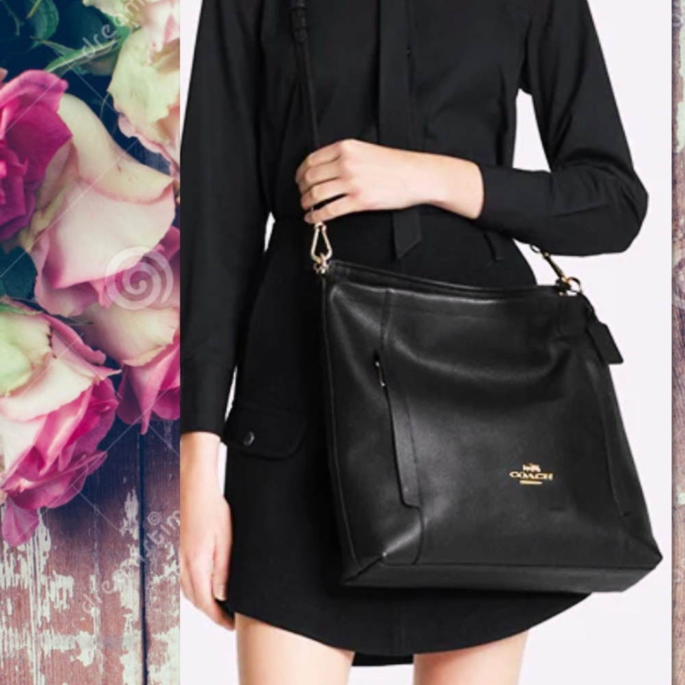 Coach Black Pebbled Leather Hobo Bag - Picture 9 of 15